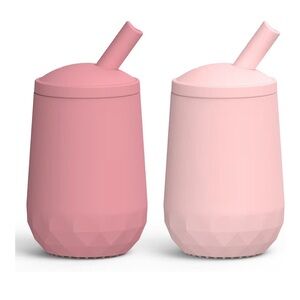 Seposeve 2 pack Silicone Straw Cups, pink, purple, 4oz